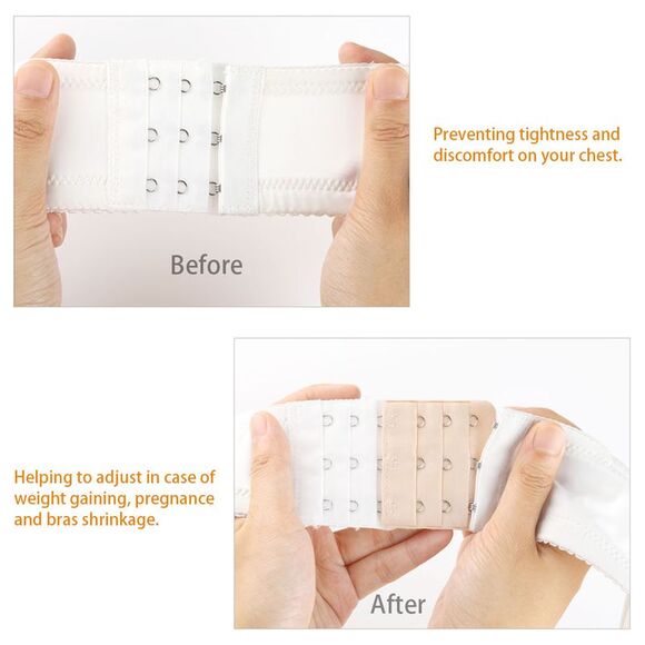 White 5 Rows Hook Eye Tape Extension Bra Strap Extender 5 Pcs for Lady - Picture 5 of 5
